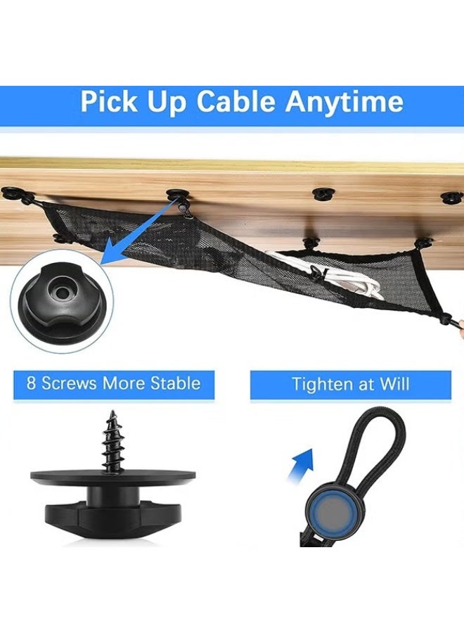 EETU Cable Management Net,Under Desk Wire Management Kit With 8 Hooks,Privacy Mesh Cable Manager Flexible Under Desk Wire Net For Office,Standing Desk,Home - Image 3